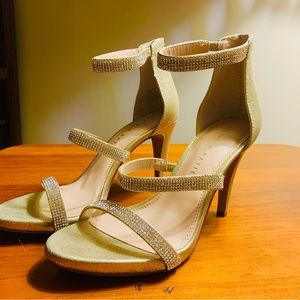 Gold Jeweled Ankle Strap Shoes